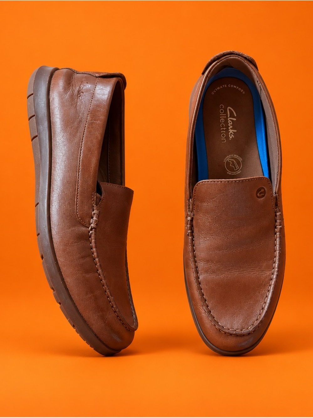 Clarks Flex Way - Brown Leather Slip-On Loafers for Men